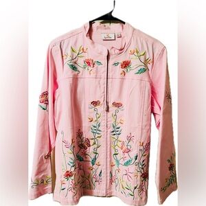 Quacker Factory Pink Embroidered Jacket
